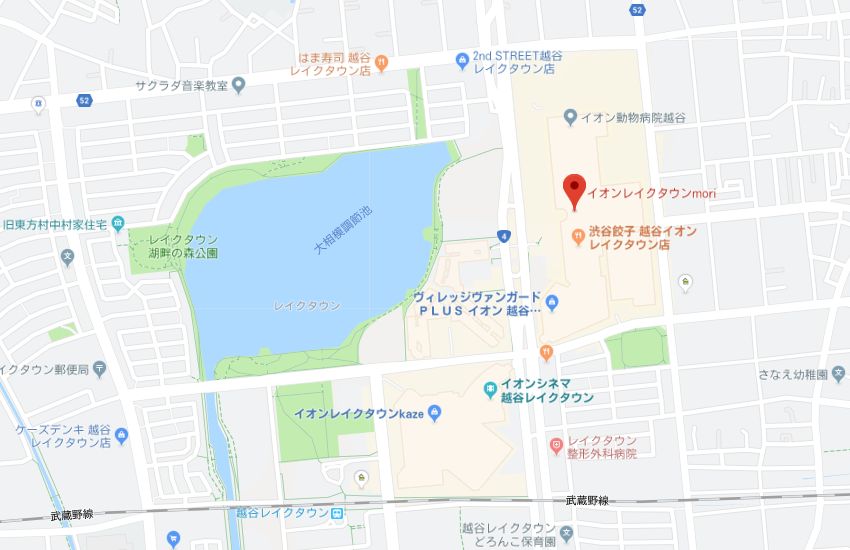 ホットヨガスタジオLAVAイオンレイクタウン越谷店地図