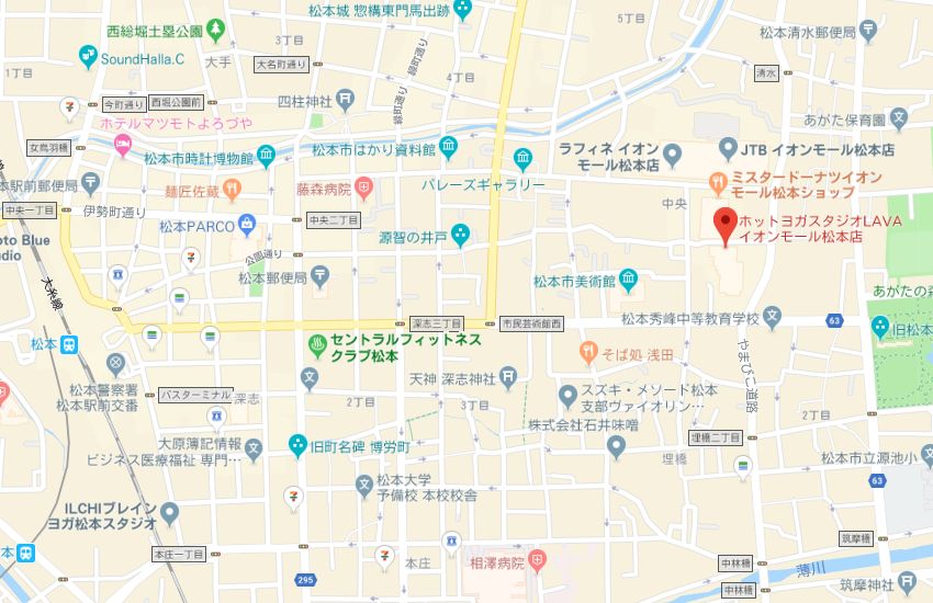 ホットヨガスタジオLAVAイオンモール松本店地図