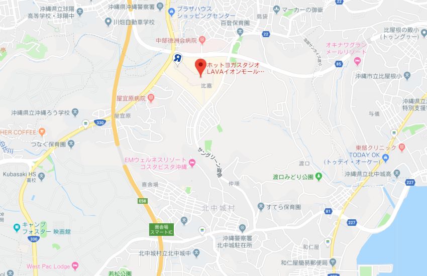 ホットヨガスタジオLAVAイオンモール沖縄ライカム店地図