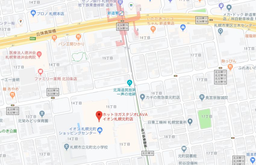 ホットヨガスタジオLAVAイオン札幌元町店地図