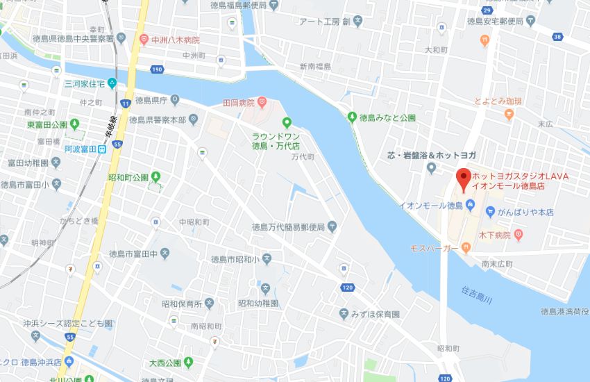 ホットヨガスタジオLAVAイオンモール徳島店地図