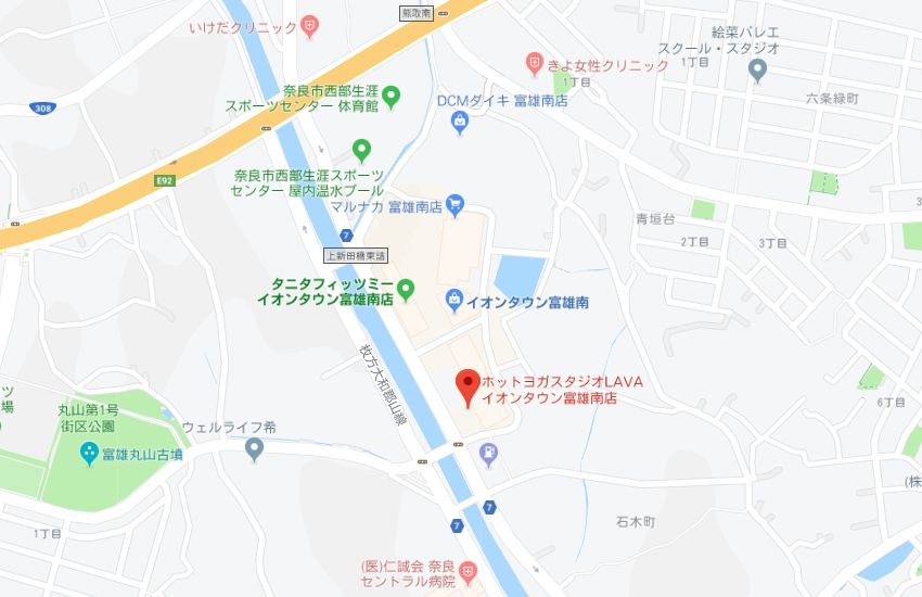 ホットヨガスタジオLAVAイオンタウン富雄南店地図