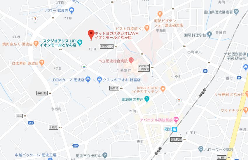 ホットヨガスタジオLAVAイオンモールとなみ店地図