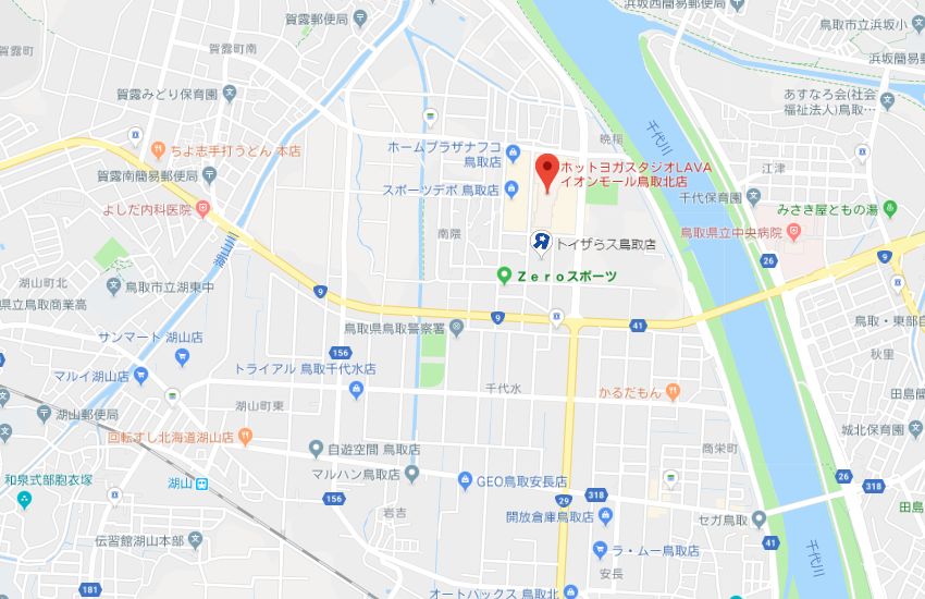 ホットヨガスタジオLAVAイオンモール鳥取北店地図