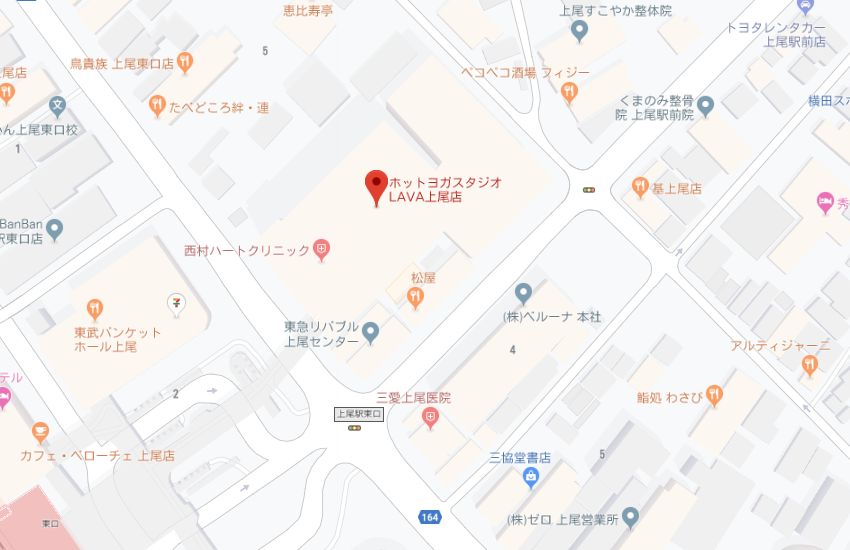 ホットヨガスタジオLAVA上尾店地図