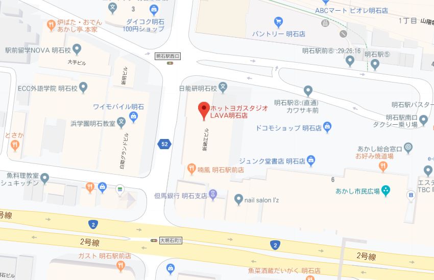 ホットヨガスタジオLAVA明石店地図