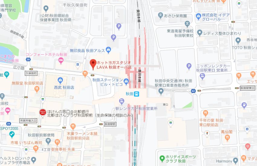ホットヨガスタジオLAVA秋田オーパ店地図