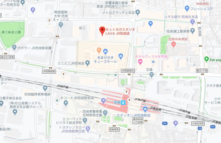 ホットヨガスタジオLAVA JR尼崎店地図