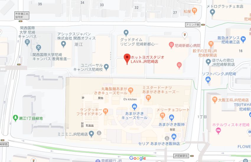 ホットヨガスタジオLAVA JR尼崎店地図