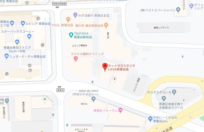 ホットヨガスタジオLAVA青葉台店地図