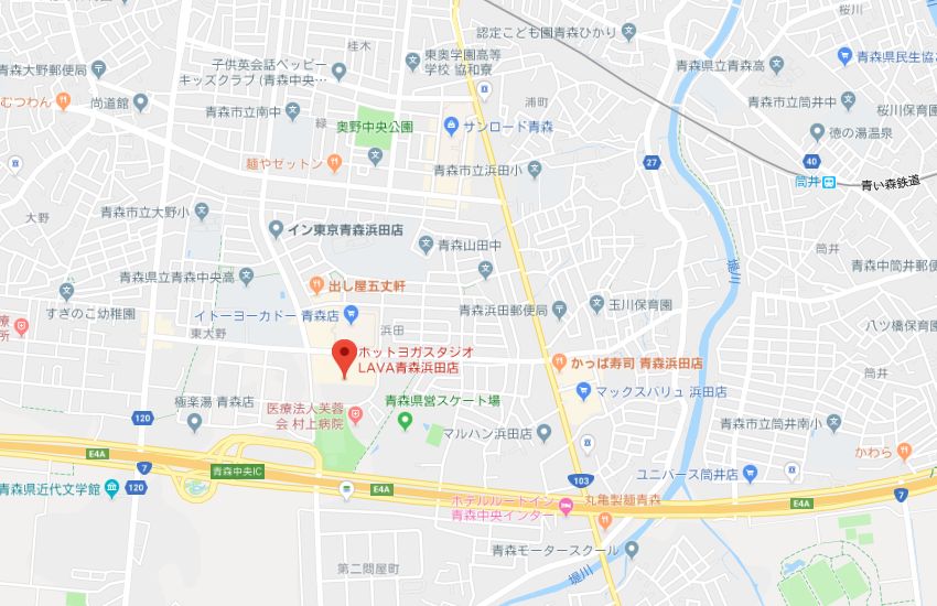 ホットヨガスタジオLAVA青森浜田店地図