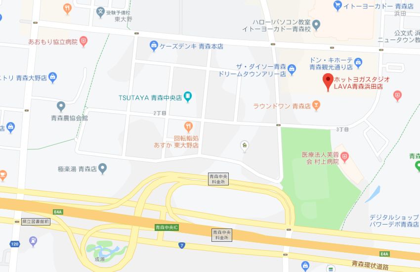 ホットヨガスタジオLAVA青森浜田店地図