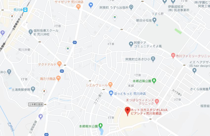 ホットヨガスタジオLAVAピアシティ荒川本郷店地図