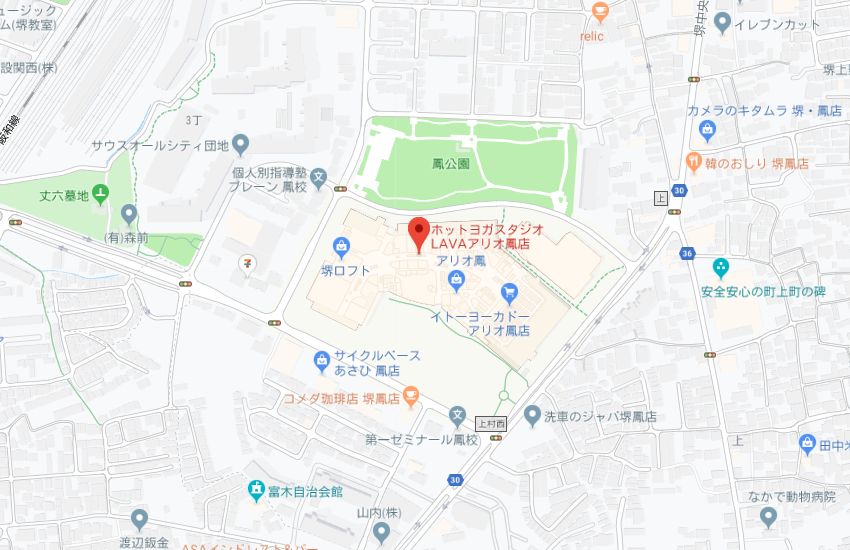ホットヨガスタジオLAVAアリオ鳳店地図
