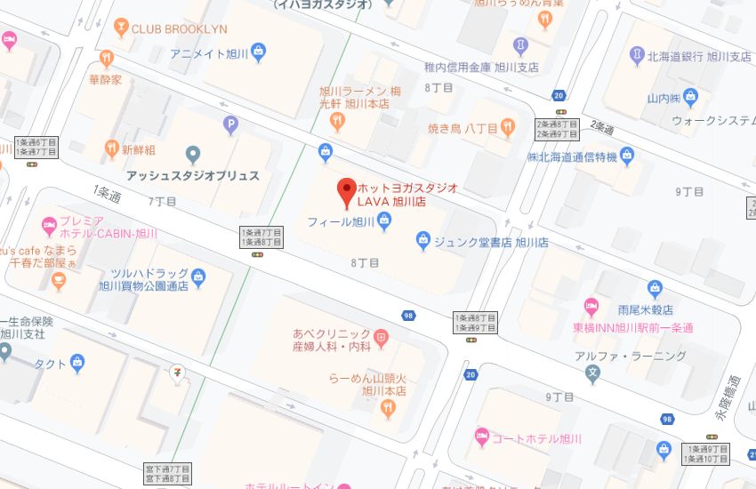 ホットヨガスタジオLAVA旭川店地図