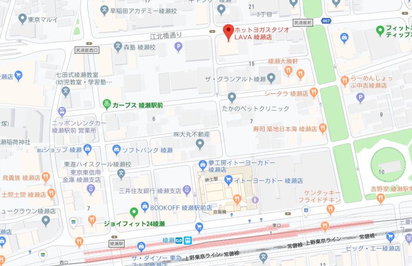 ホットヨガスタジオLAVA綾瀬店地図