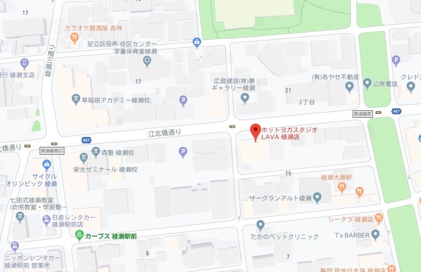 ホットヨガスタジオLAVA綾瀬店地図