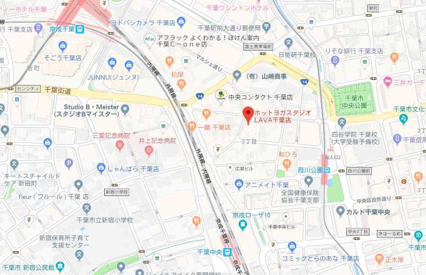 ホットヨガスタジオLAVA千葉店地図