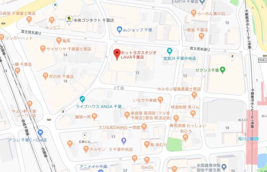 ホットヨガスタジオLAVA千葉店地図