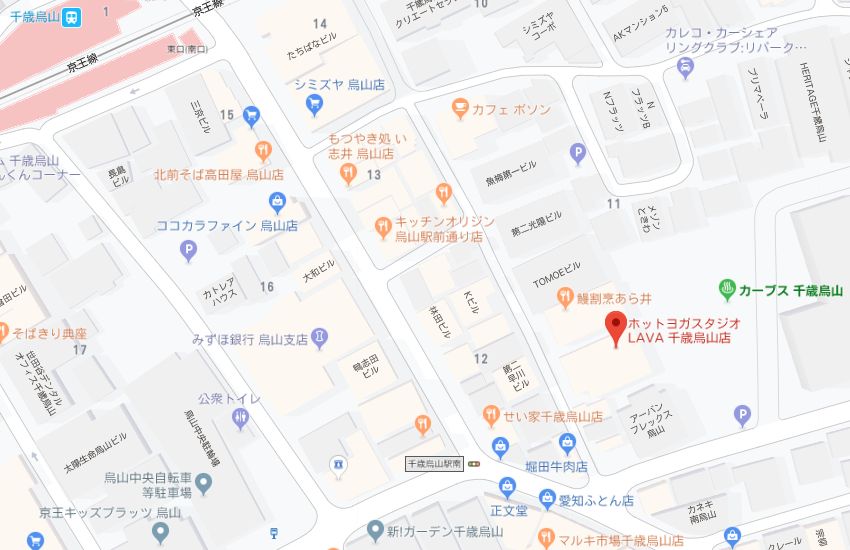 ホットヨガスタジオLAVA千歳烏山店地図