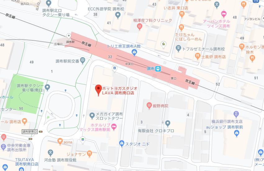 ホットヨガスタジオLAVA調布南口店地図