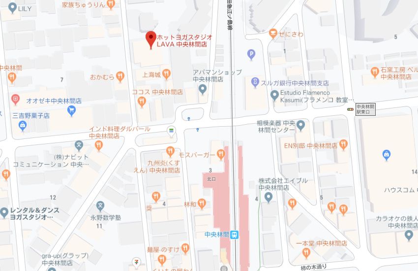 ホットヨガスタジオLAVA中央林間店地図