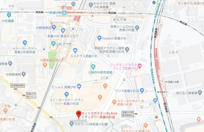 ホットヨガスタジオLAVAシティタワー武蔵小杉店地図