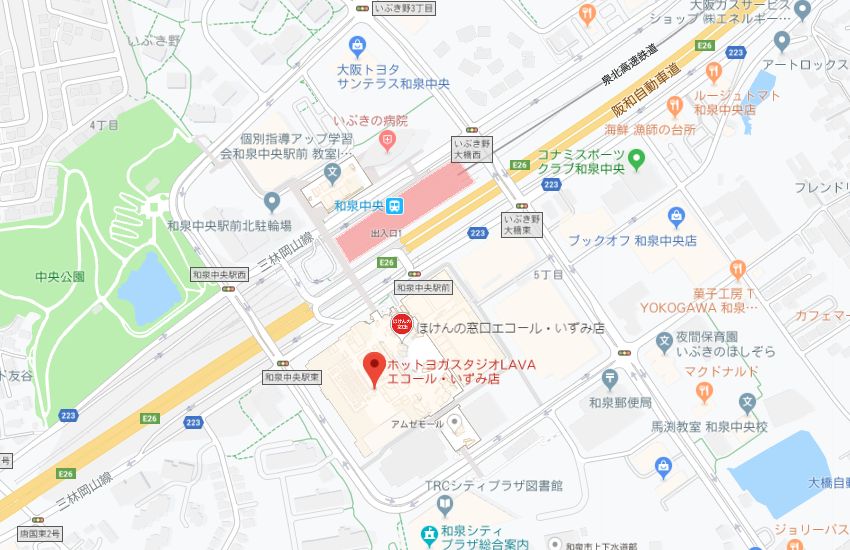 ホットヨガスタジオLAVAエコール・いずみ店地図