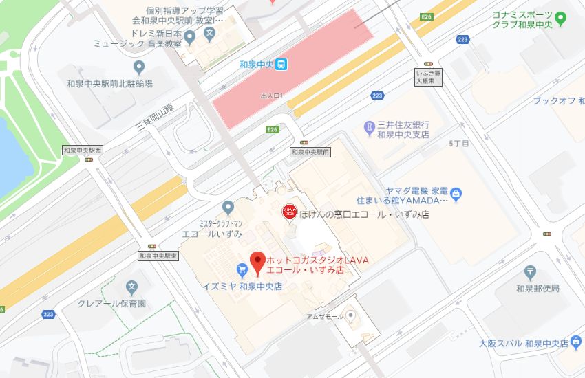 ホットヨガスタジオLAVAエコール・いずみ店地図