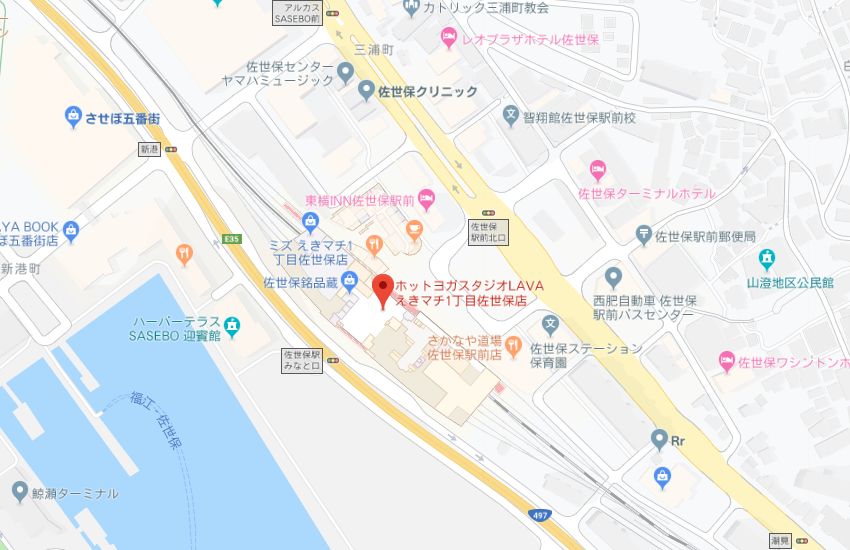 ホットヨガスタジオLAVAえきマチ1丁目佐世保店地図
