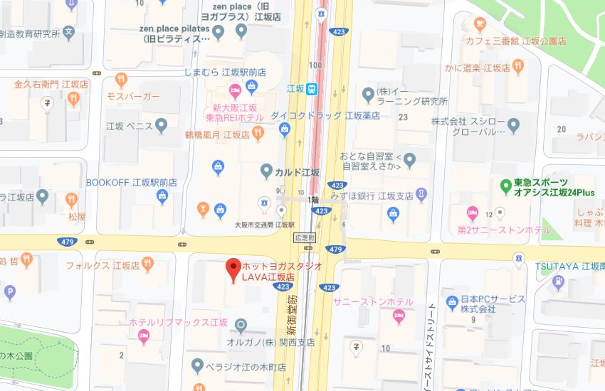 ホットヨガスタジオLAVA江坂店地図
