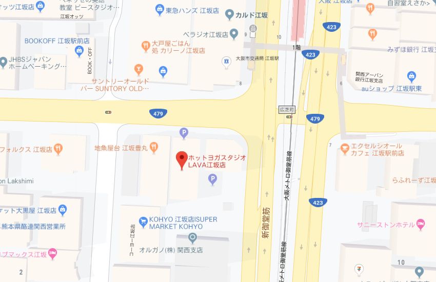 ホットヨガスタジオLAVA江坂店地図