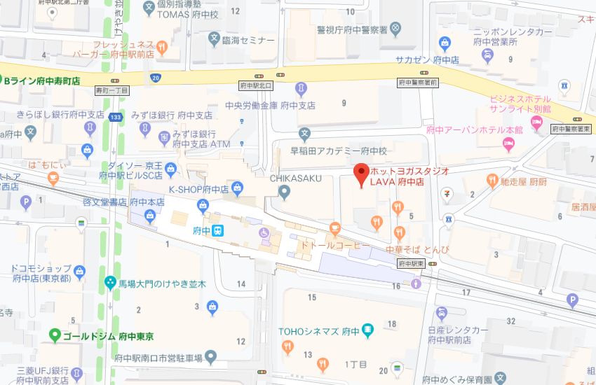ホットヨガスタジオLAVA府中店地図