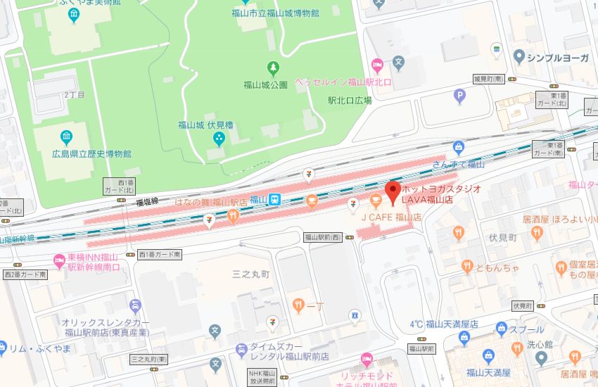 ホットヨガスタジオLAVA福山店地図
