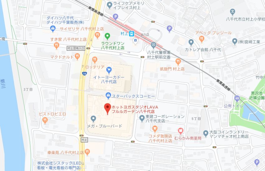 ホットヨガスタジオLAVAフルルガーデン八千代店地図