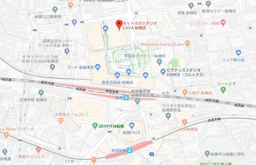 ホットヨガスタジオLAVA船橋店地図