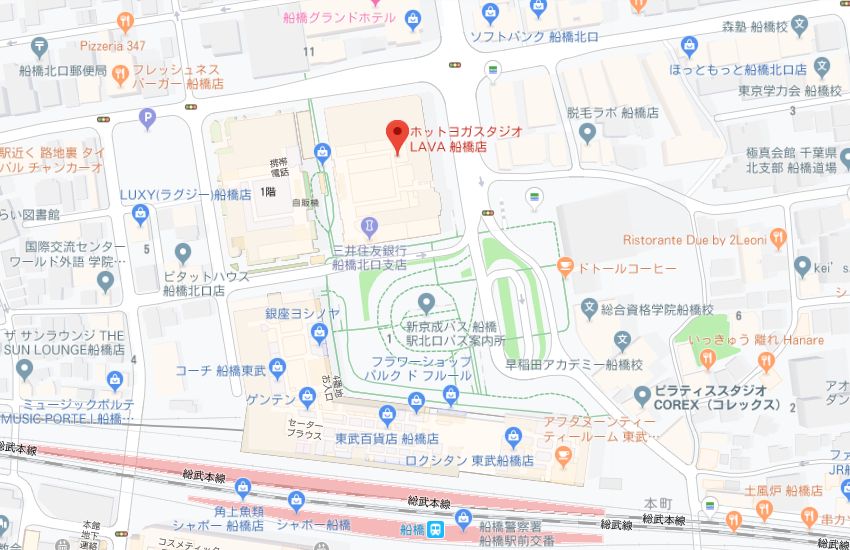 ホットヨガスタジオLAVA船橋店地図