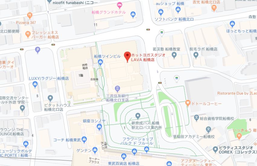 ホットヨガスタジオLAVA船橋店地図