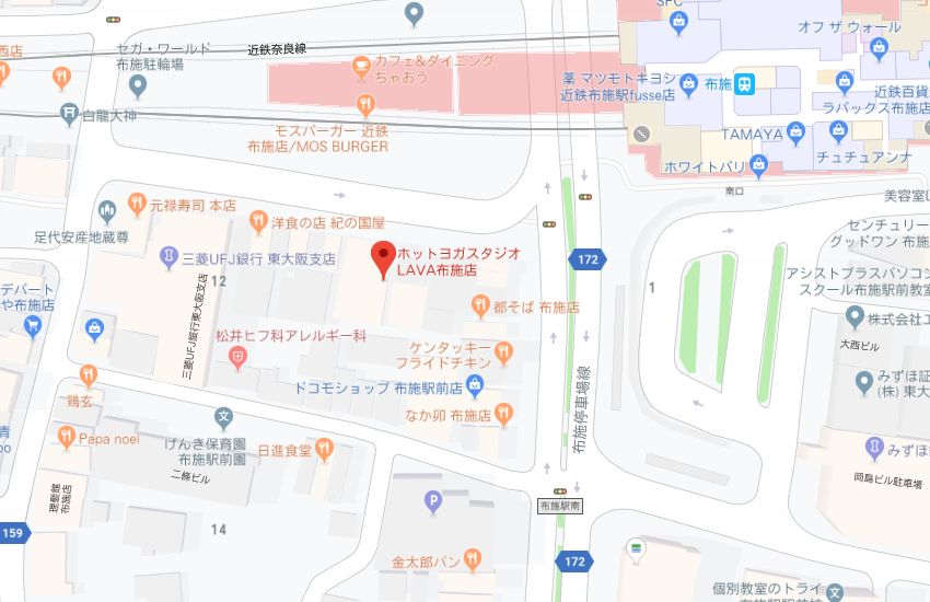 ホットヨガスタジオLAVA布施店地図