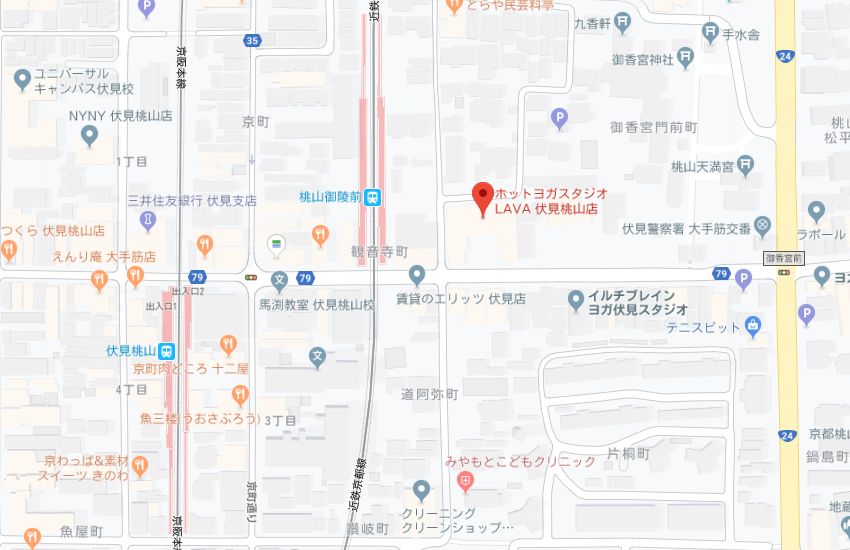 ホットヨガスタジオLAVA伏見桃山店地図