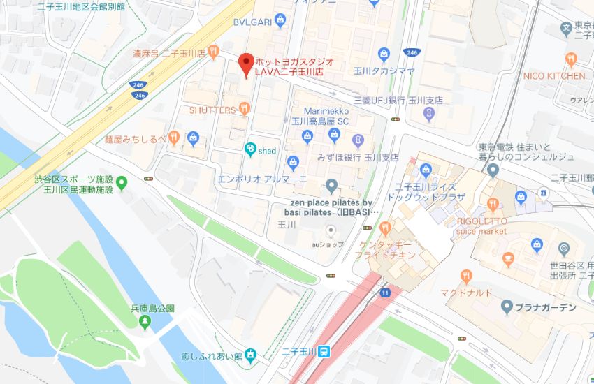 ホットヨガスタジオLAVA二子玉川店地図