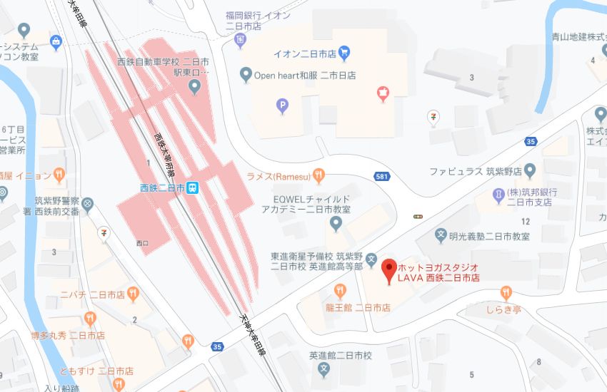 ホットヨガスタジオLAVA西鉄二日市店地図