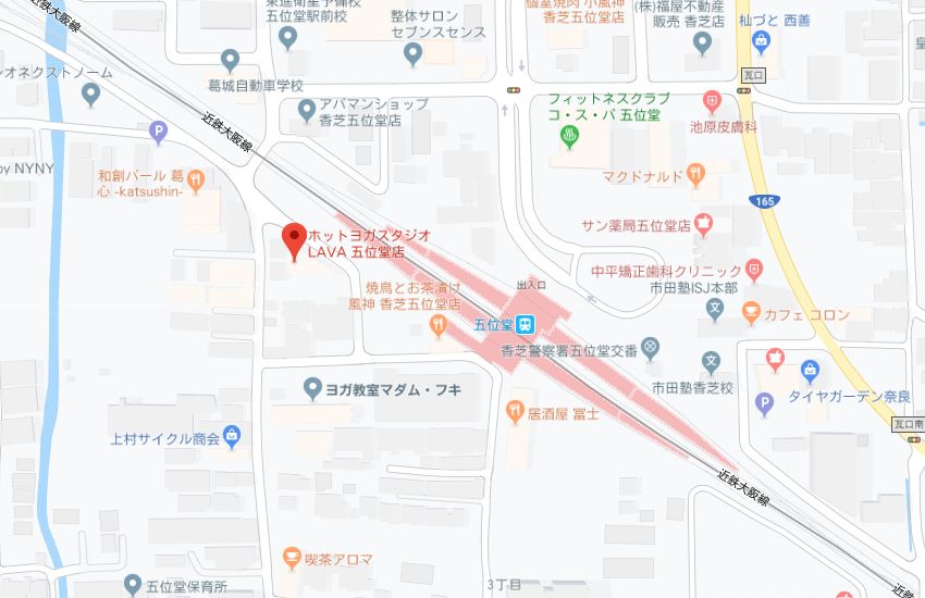 ホットヨガスタジオLAVA五位堂店地図
