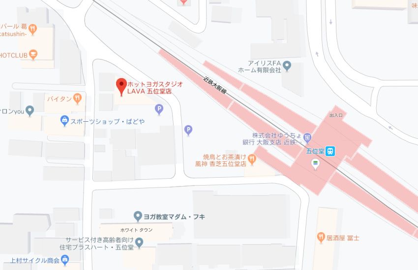 ホットヨガスタジオLAVA五位堂店地図