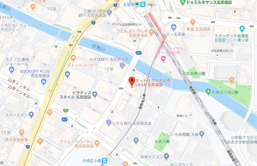 ホットヨガスタジオLAVA五反田店地図