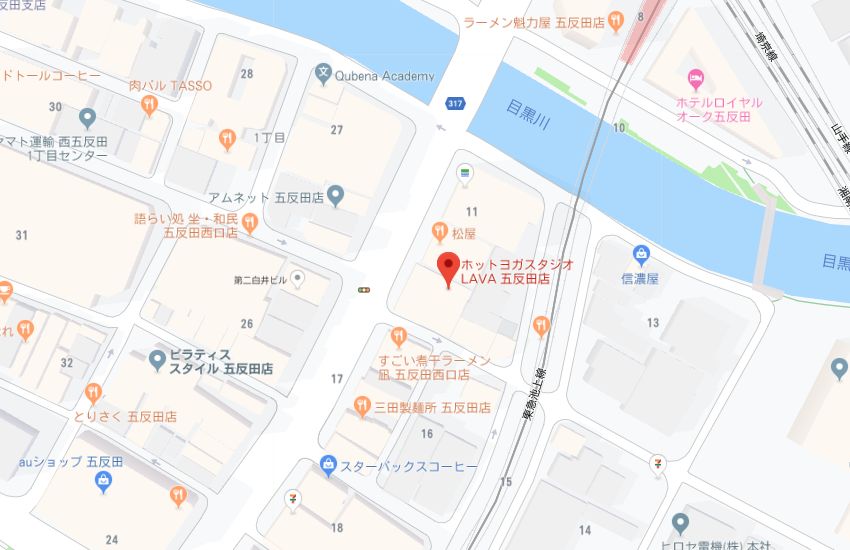 ホットヨガスタジオLAVA五反田店地図