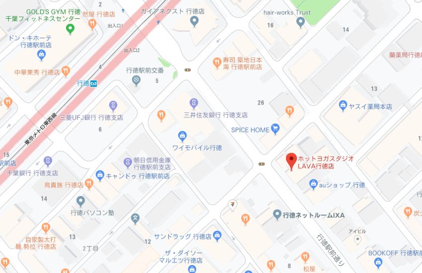 ホットヨガスタジオLAVA行徳店地図