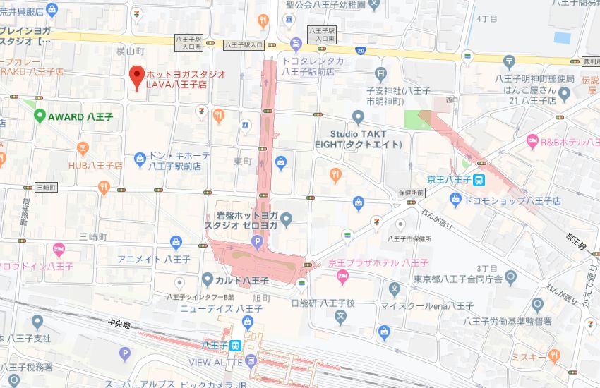 ホットヨガスタジオLAVA八王子店地図