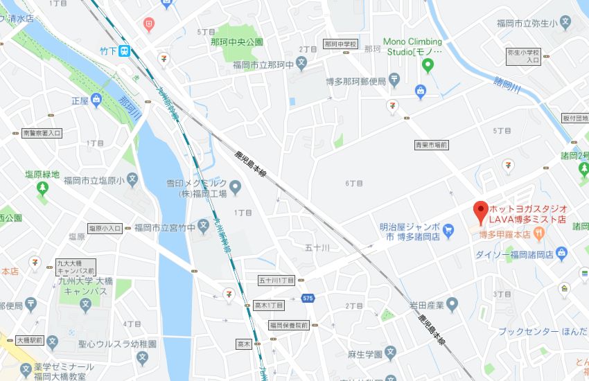 ホットヨガスタジオLAVA博多ミスト店地図