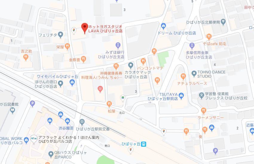 ホットヨガスタジオLAVAひばりヶ丘店地図